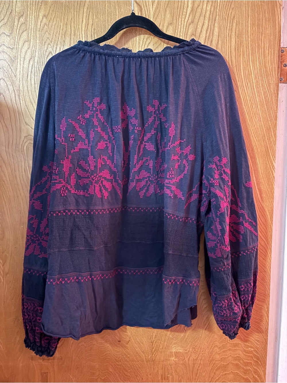 Free People persuasion oversized Boho Embroidered Peasant Top XS - Picture 12 of 13